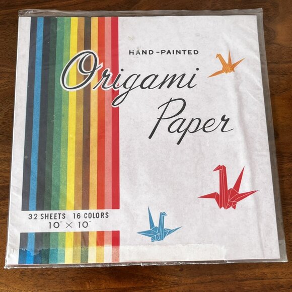 Vintage Origami Paper Hand-Painted 1960s 32 Sheets Oriental Culture Book Company - Picture 1 of 9